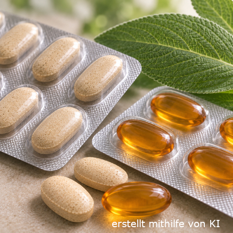 Datenbank Bild mit Tabletten und Blättern